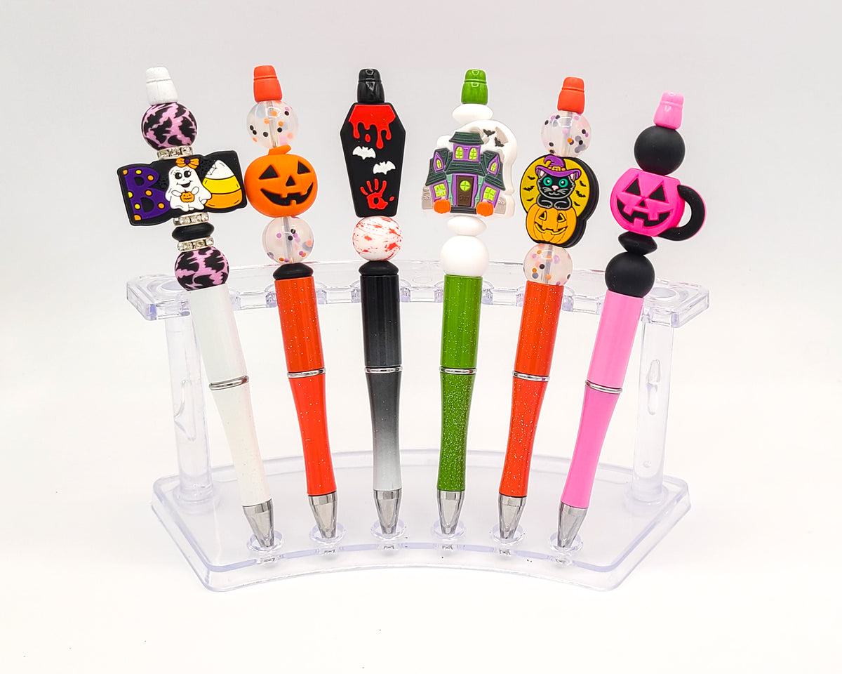 Colarr 12 Set Halloween Beadable Pens DIY Kit - Includes Pens, Beads, Tassels & Dwarf Charms For Crafting & Gifts
