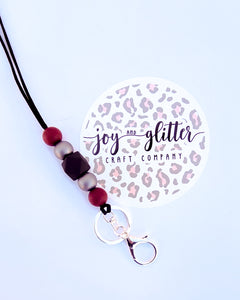 Maroon and Silver Beaded Lanyard