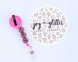 Hot Pink Leopard Beaded Badge Reel