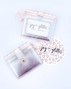 Silver Metallic Wallet Keychain