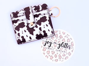 Cow Print Wallet Keychain