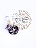 Custom School Spirit Leopard Wooden Sublimated Keychain