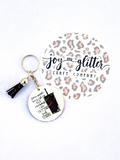 Matte Black and Studded Wooden Sublimated Keychain