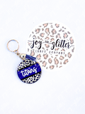 Custom School Spirit Leopard Wooden Sublimated Keychain