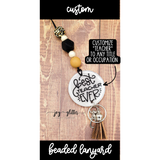 Cheetah Print "Best ... Ever" Customizable Beaded Lanyard with Medallion