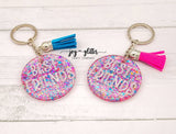 Matching "Best Friends" Multicolor Glitter Keychains