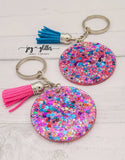 Matching "Best Friends" Multicolor Glitter Keychains