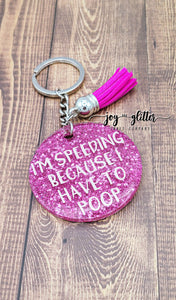 Hot Pink Gold Glitter Dipped Initial Keychain