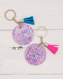 Matching "Best Friends" Multicolor Glitter Keychains