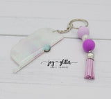 Purple Striped Floral Glitter Camper Keychain - Choose your camper style!