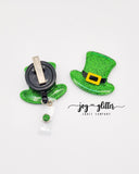 Leprechaun Hat Glitter Badge Reel