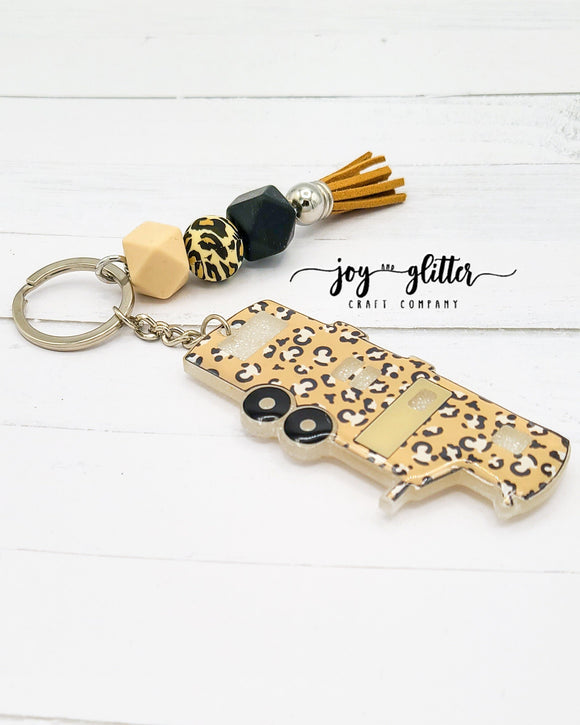 Cheetah Print Camper Keychain - Choose your camper style!