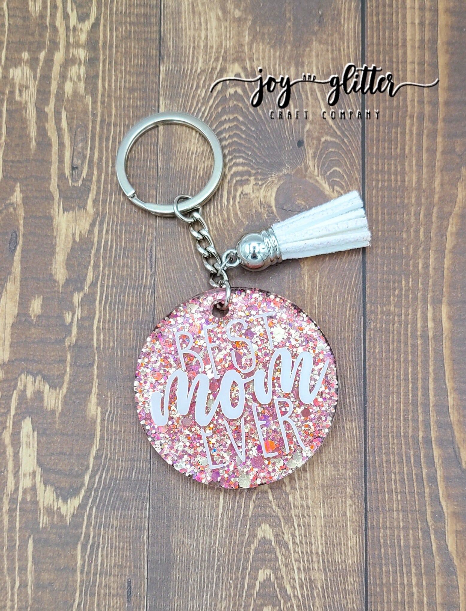 Best Mom Ever Glitter Keychain - Choose your glitter and vinyl