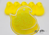 Marshmallow Chick Glitter Badge Reel - Yellow