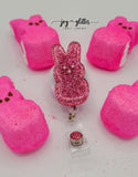 Marshmallow Bunny Badge Reel - Pink