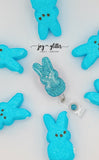 Marshmallow Bunny Badge Reel - Blue