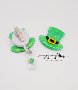 Leprechaun Hat Glitter Badge Reel