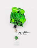 “I Pinch Back” Green Glitter Badge Reel