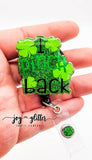 “I Pinch Back” Green Glitter Badge Reel