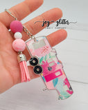 Pink Floral Glitter Camper Keychain - Choose your camper style!