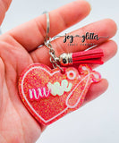 Holographic Pink Nurse Heart Glitter Keychain