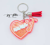 Holographic Pink Nurse Heart Glitter Keychain