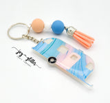 Pastel Marble Glitter Camper Keychain - Choose your camper style!