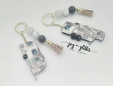 Gray Marble Glitter Camper Keychain - Choose your camper style!