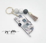 Gray Marble Glitter Camper Keychain - Choose your camper style!