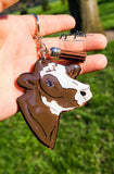 Dairy Cow Head Glitter Keychain