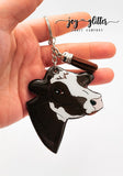 Dairy Cow Head Glitter Keychain