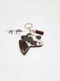 Dairy Cow Head Glitter Keychain