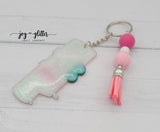 Pink Floral Glitter Camper Keychain - Choose your camper style!