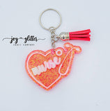 Holographic Pink Nurse Heart Glitter Keychain