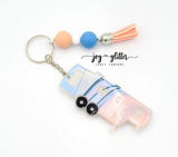 Pastel Marble Glitter Camper Keychain - Choose your camper style!