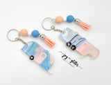 Pastel Marble Glitter Camper Keychain - Choose your camper style!