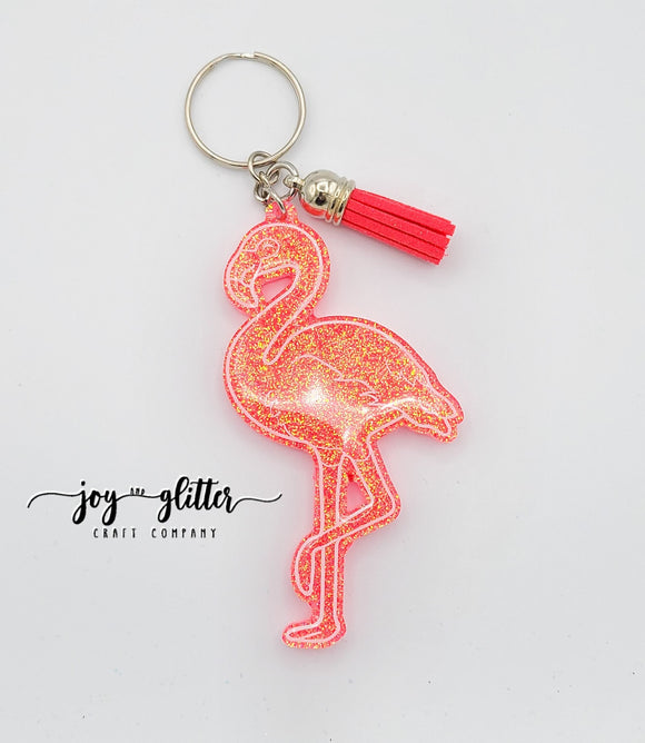 Flamingo Color Shifting Glitter Keychain