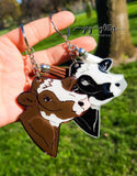 Dairy Cow Head Glitter Keychain