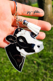 Dairy Cow Head Glitter Keychain