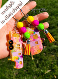 Orange Watercolor Glitter Camper Keychain - Choose your camper style!