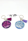 Purple Best Mom Ever Glitter Keychain