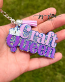 Purple Craft Queen Glitter Keychain