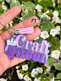 Purple Craft Queen Glitter Keychain