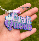 Purple Craft Queen Glitter Keychain