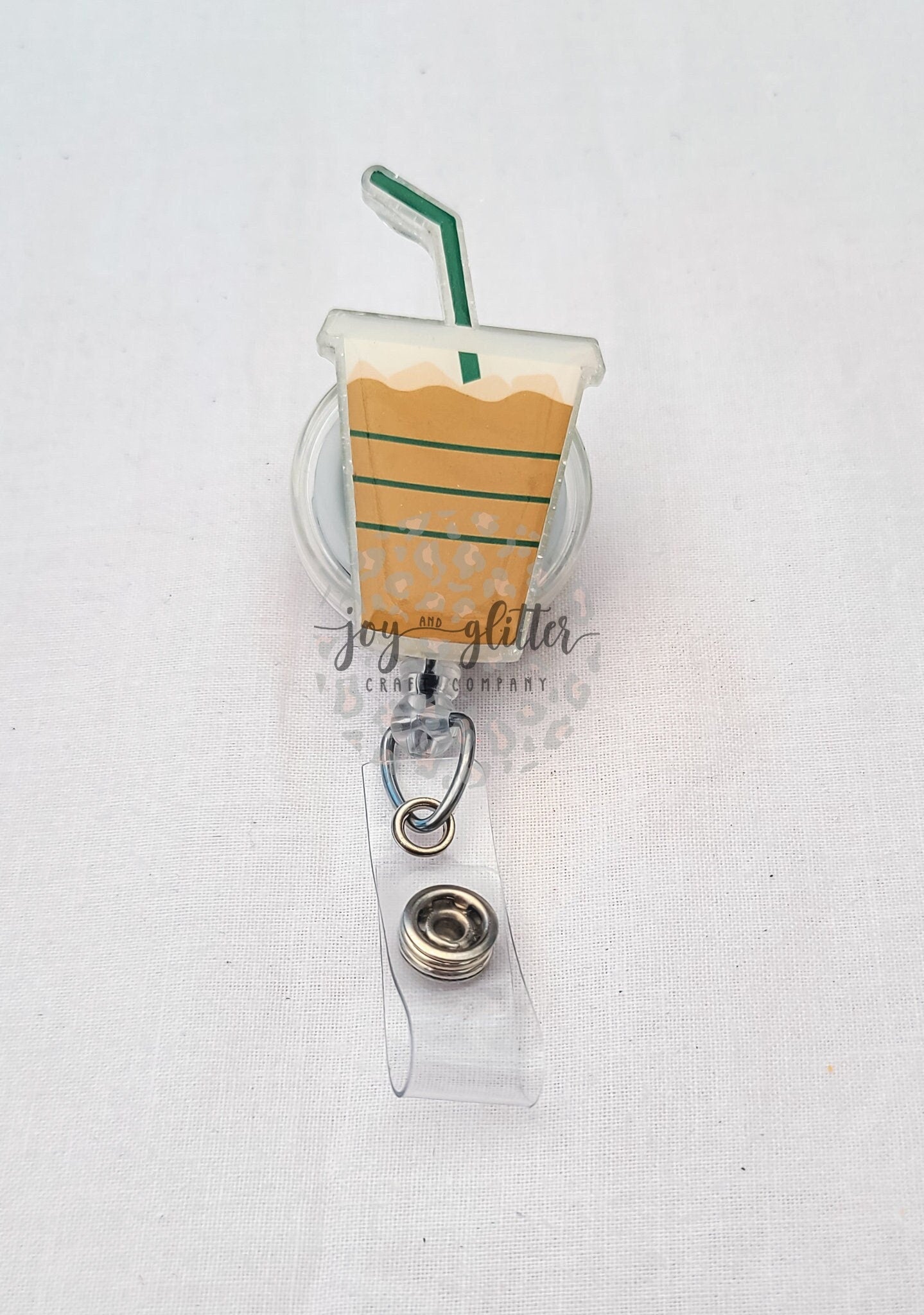 Iced Coffee Glitter Badge Reel