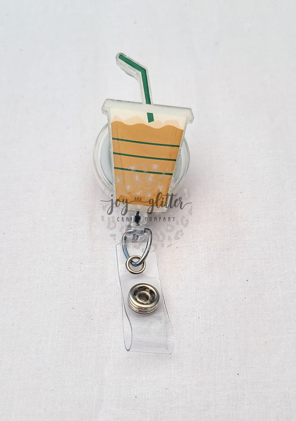 Iced Coffee Glitter Badge Reel – Joy and Glitter Craft Company