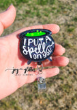 I Put A Spell On You Cauldron Glitter Badge Reel