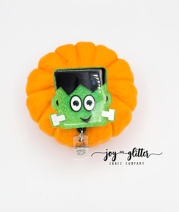 Frankie Frankenstein Glitter Badge Reel