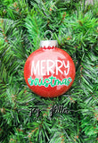 Red Merry Christmas Glitter Ornament